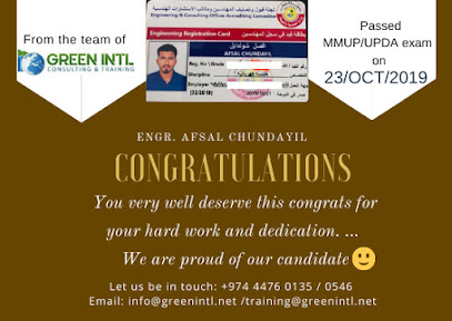 Green Intl - UPDA MMUP Qatar Exam Syllabus, Procedure, Questions, Study Materials( Civil Mechanical Electrical Chemical ,Architect), UPDA ExamTraining , Best PMP Training In Qatar,PMP Certification In Qatar,PMP Exam In Qatar - Umm Salal Muhammed - +974 3340 3359